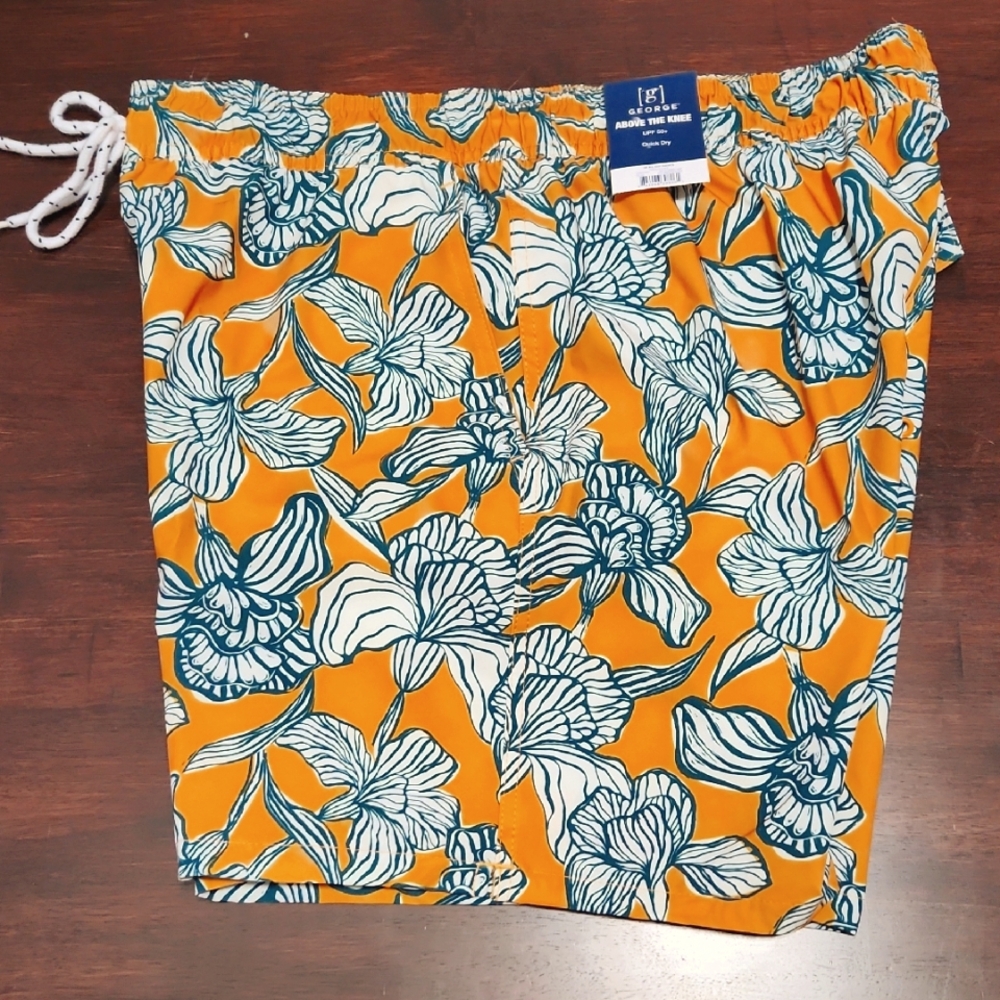 ‼️3 for $13‼️NWT Mens Orange Floral Swim Shorts